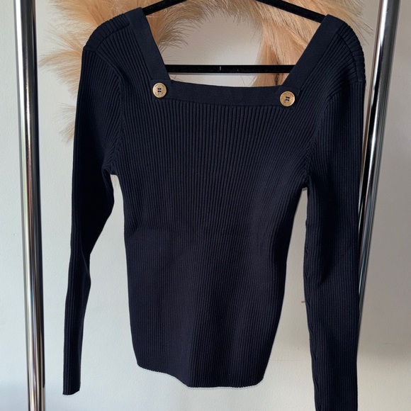 Tommy Hilfiger Navy Ribbed Sweater with Button Accents - Picture 1 of 8